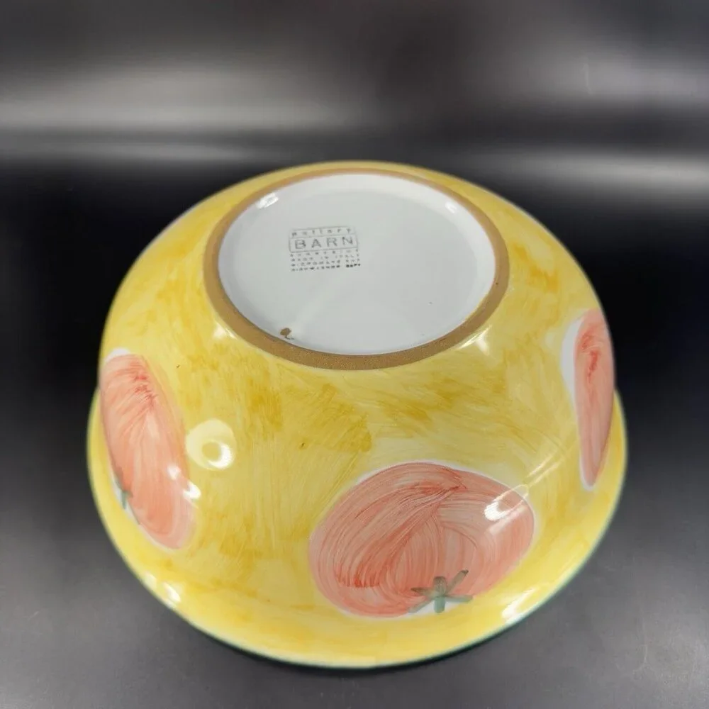 Pottery Barn Sunnyside Dish Bowl Large Tomatoes Check Pattern Ceramic Made Italy